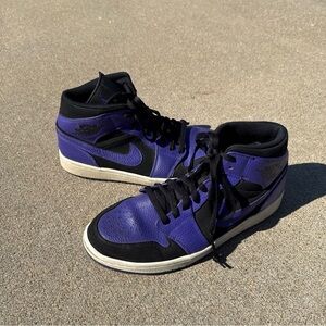 Men's Black and Purple High-Top Nike Sneakers SZ 10